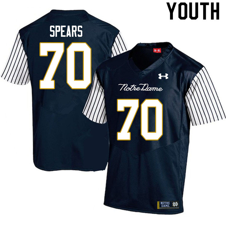 Youth NCAA Notre Dame Fighting Irish #70 Hunter Spears Stitched College Under Armour Authentic Navy Alternate Football Jersey AI10C72VF